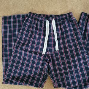 Mens Plaid Lightweight Pajama Lounge Pants with Pockets and Drawstring Small